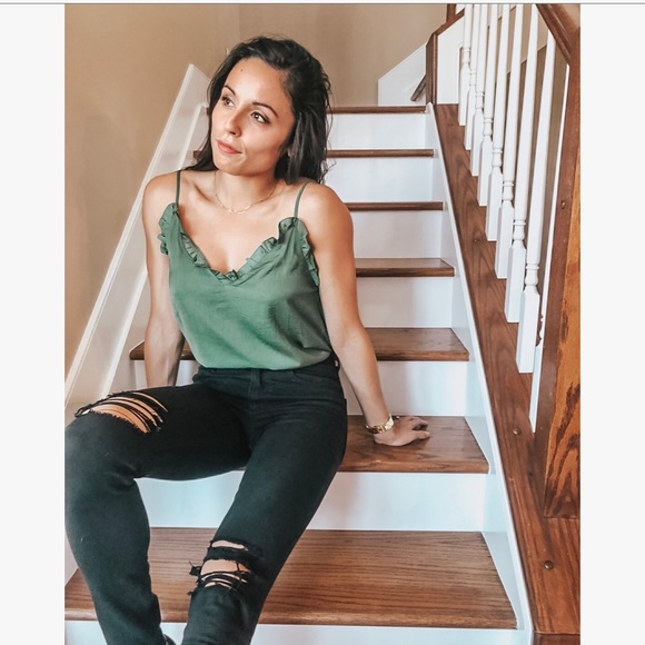 Cindee Satin Frill Cami | Emerald - Picture 1 of 4